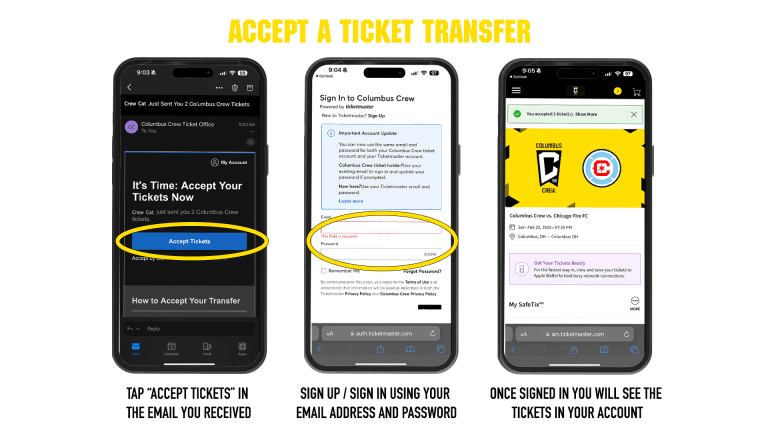 accept a ticket transfer